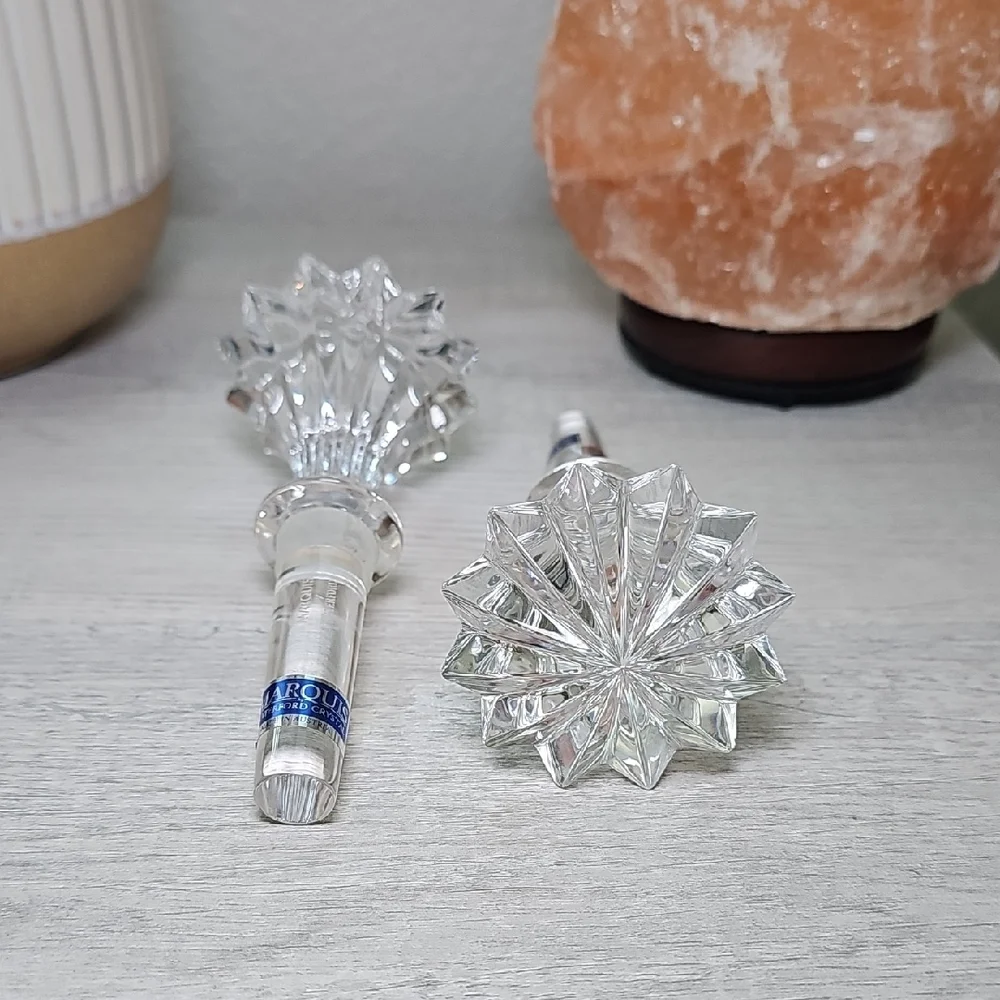 VTG Y2K Marquis by Waterford Brookside Pattern Crystal Wine Bottle Stoppers 5